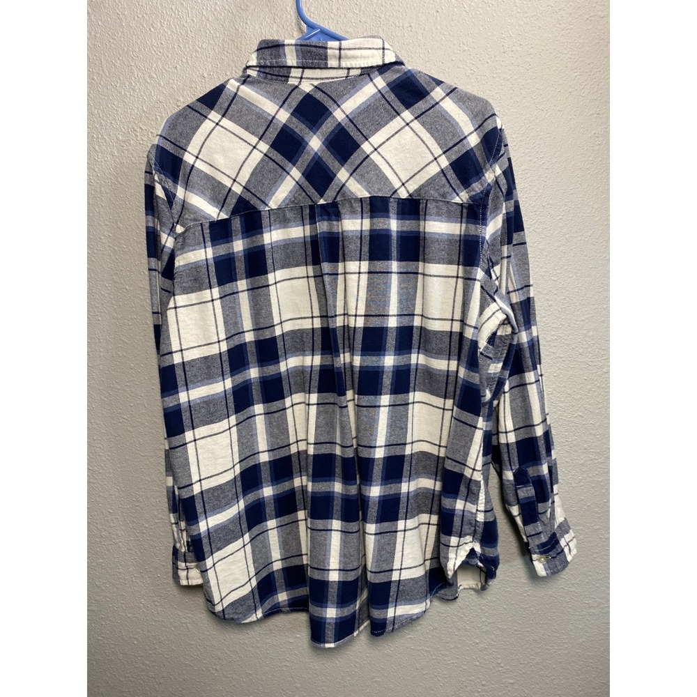 GAP Womens XXL Blue White Plaid Flannel Button Down Shirt Long Sleeve Cotton - Picture 3 of 3